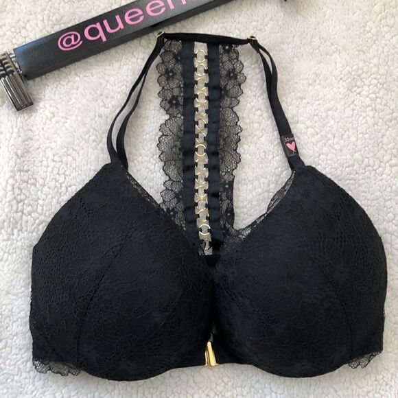Victoria’s Secret Push-Up Strappy Plunge Bra in Black Lace - Picture 3 of 14